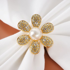 Wedding Party Dinner Table Decorazione di Perle In <span class=keywords><strong>Oro</strong></span> Anello di Tovagliolo - Product Image 1