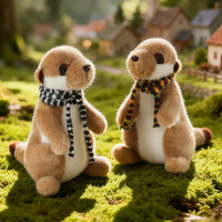Nouveauté : Mignonne Peluche Marmotte Super Douce et Réaliste avec Écharpe Colorée