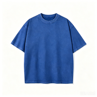 T-shirt à manches courtes en coton épais délavé à l'acide, style streetwear, coupe oversize vintage, bleu roi, marque privée OEM