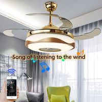 Ventilateur de plafond LED moderne F9922 de 48 pouces avec 3 lumières, 3 vitesses, télécommande à intensité variable pour salon