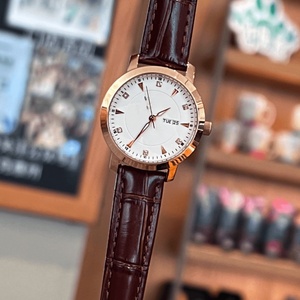 นาฬิกาอะนาล็อกทรงกลมอเนกประสงค์พร้อมสายหนังลายจระเข้ หน้าปัดมินิมอล นาฬิกาข้อมือลำลองและสำหรับใส่ทำงาน Longinesing - Product Image 5