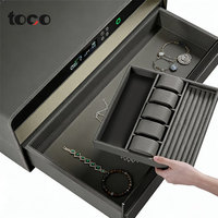 Boîte de rangement pour montres avec serrure à empreintes digitales, écran LCD, rotation silencieuse, coffre-fort en cuir PU avec fenêtre en verre