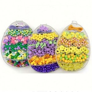 Kit de perles DIY en forme d'œuf de Pâques, ensemble de perles colorées en forme de poney avec fil pour la fabrication de bracelets et de bijoux pour enfants, cadeau artisanal - Product Image 1