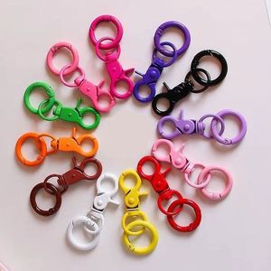 Porte-clés mousqueton en alliage de zinc coloré, fermoir robuste, impression en relief, tendance mode, fraîcheur moderne, simplicité, pour la rentrée scolaire, en métal - Product Image 2