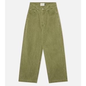 Green Custom Denim Wash <b>Jeans</b> Baggy <b>Fit</b> Subtle Distressed Stacked <b>Jeans</b> Street Style <b>Relaxed</b> Denim <b>Jeans</b> Wide Leg Pants <b>Men</b> - Product Image 2