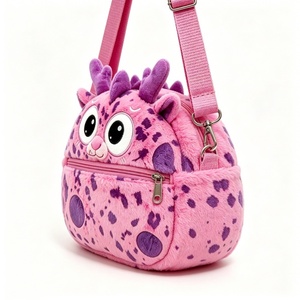 Customized Pink Spotted Monster Plush Crossbody Bag,Fluffy Shoulder <b>Purse</b> with Adjustable Strap, <b>Cute</b> Cartoon Monster - Product Image 5