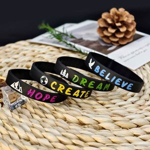 Pulsera de Silicona Inspiradora con Frases Motivadoras Dream Create Believe Hope, Correa de Muñeca de Goma - Product Image 2
