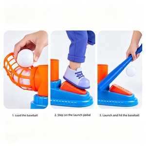 Set Lanciatore di Palline da Baseball a Pedale per Bambini, Macchina Lanciapalline Giocattolo con Mazze in ABS/PP da 500g per Giochi Sportivi all'Aperto e al Chiuso - Product Image 4
