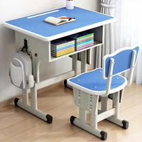 Ensemble de bureau et de chaises pour étudiant unique réglable en métal pour l'école primaire