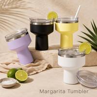 Gobelet à cocktail personnalisable de 16 oz en acier inoxydable 304 avec revêtement en poudre, gobelet à margarita avec ouverture à 360° °   Couvercle de boisson pour fête ou cadeau