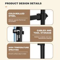 Support de moniteur personnalisé Kehao, OEM/ODM, en acier allié, base réglable en hauteur, capacité de charge de 8 kg par bras, 32 pouces, VESA 75/100 mm, CE