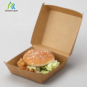 クラムシェル食品包装ハンバーガーボックスクラフトバーガーボックスエコフレンドリー使い捨てクラフト紙食品容器ケーキボックス食品グレード - Product Image 4