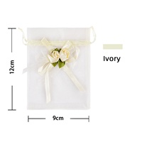 Tas Hadiah Organza Putih Dengan Pita Bunga, Kantong Suvenir Pernikahan, Tas Kemasan Perhiasan Transparan Elegan untuk Acara Bridal Shower