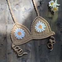 Soutien-gorge tressé à la main unique tricoté fleur marguerite Crochet tricot vacances Sexy été haut de bikini maillot de bain maillots de bain