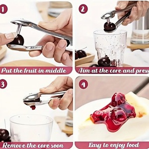 Extracteur de noyaux de cerises et de dattes en acier inoxydable, outil domestique pour retirer les pépins de fruits, facile à nettoyer, 1 pièce - Product Image 4