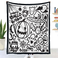 Selimut Mewarnai DIY, Warna Sesuai Selera Anda, Pola Hutan Halloween, Lukisan Tangan Keluarga, Selimut Flanel Lembut, Hadiah Kreatif untuk Kustomisasi