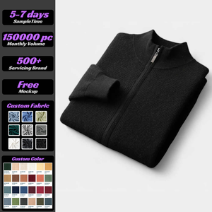 Cardigan da <span class=keywords><strong>Uomo</strong></span> Elegante Termico in Lana Lavorato a Maglia su Misura Vestibilità Aderente Tinta Unita Stile Old Money - Product Image 1