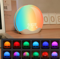 Lámpara Despertador con Luz de Colores, Lámpara de Noche con Iluminación de Doble Cara, Simulación de Amanecer, Lámpara LED Electrónica