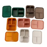 Produits certifiés pour bébés Boîte à lunch rectangulaire en silicone sans Bpa, ensemble d'assiettes en silicone pour bébé