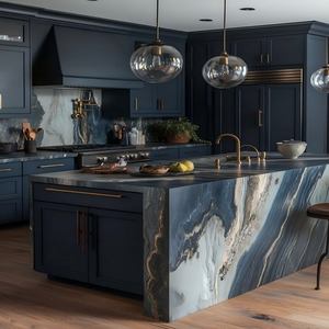 Set Completo <span class=keywords><strong>Cucina</strong></span> <span class=keywords><strong>Blu</strong></span> Romantico con Isola, Mobili da <span class=keywords><strong>Cucina</strong></span> Laccati Eco-Friendly, Design Moderno, Armadietti da <span class=keywords><strong>Cucina</strong></span> in Legno Personalizzati - Product Image 4