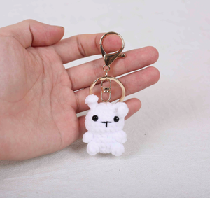 Portachiavi all'ingrosso in filato di peluche amigurumi a forma di animale (coniglio, gatto, maiale) lavorato a maglia, regalo con segno zodiacale cinese - Product Image 5
