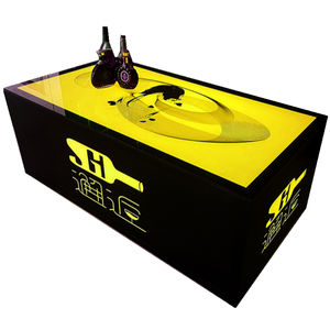 بيع بالجملة سعر رخيص بار كوكاتيل حانة صالة طاولة ليد حجم الشعار إطار معدني زجاج مقسى مخصص - Product Image 6