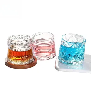 Hot Selling Creative Tumbler Glass Tilt Roterende Transparante Wodka Brandewijn Whisky Glasset