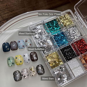 12Grids Y2K Mini Polka Star Butterfly Nail Flakes, Lentejuelas para <span class=keywords><strong>Uñas</strong></span> Doradas, Plateadas y Rojas, Mini Lentejuelas <span class=keywords><strong>de</strong></span> Puntos, Pentagramas, Purpurina Holográfica para <span class=keywords><strong>Uñas</strong></span> - Product Image 4