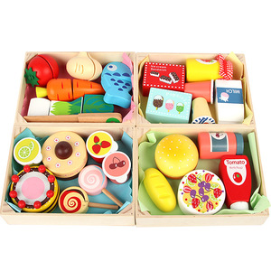 Jouets de cuisine pour enfants en bois Légumes et fruits en boîte Coupe de nourriture Le Mind Jouets en développement pour enfants - Product Image 1