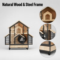 USMILEPET Villa pour chat, maison pour chat orientale, maison pour chat en bois, élégante, décorative, artisanale, de luxe, en bois massif, cage pour chat d'intérieur