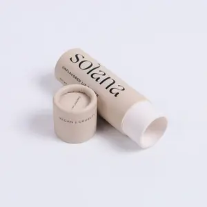 Brand Design Biodegradable Packaging Cardboard Push Up Lipbalm Lip Stick Deodorant Kraft Paper Tube