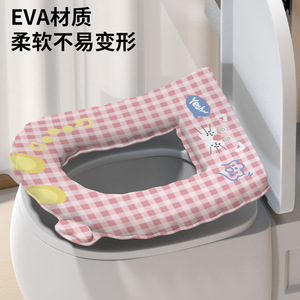 Toilet Seat Cover <b>EVA</b> Waterproof Four Seasons Universal With Handle Portable Home Use - Product Image 2
