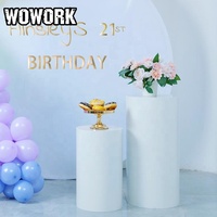 2026 WOWORK Fushun Ensemble de présentation de desserts pour fête d'anniversaire 1 an, avec piliers dorés en acrylique et support de toile de fond pour mariage