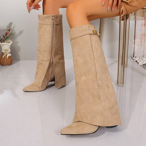 Stivali da <span class=keywords><strong>Donna</strong></span> Versatili con Punta Affusolata, <span class=keywords><strong>Eleganti</strong></span>, Nuovo Stile Autunno 2025, Taglie Forti, con Cerniera Laterale e Tacco Grosso, alla Moda - Product Image 6