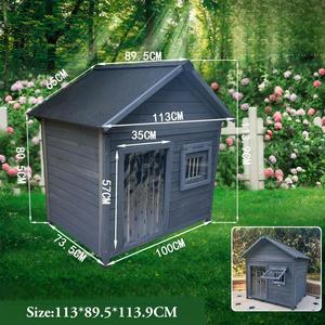 กรงสุนัขไม้กลางแจ้งบ้านสุนัขพันธุ์เล็กกันฝนได้ทุกฤดูอบอุ่นกันแสงแดดรูปทรงสี่เหลี่ยมขนาดเล็กสุนัขสไตล์คลาสสิก - Product Image 6