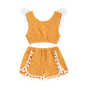 Ensembles de vêtements d'été populaires pour petites filles 2022 – Haut sans manches avec petites ailes pour enfants - Product Image 6
