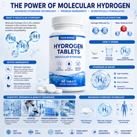 Comprimés d'hydrogène pour eau hydrogénée, supplément antioxydant pour le bien-être, dissolution rapide, fabrication OEM en vrac, marque privée