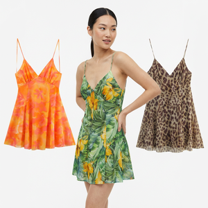 Robe mini décontractée d'été sans col à fines bretelles, taille naturelle, unie, 3 couleurs, pour femme - Product Image 3
