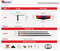 Brosse de nettoyage de panneaux solaires MULTIFIT MUKR, brosse à essuier de 12 m, grattoir pour modules photovoltaïques, brosse de nettoyage pour panneaux photovoltaïques