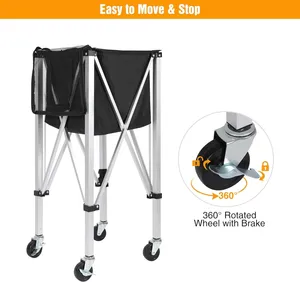 Chariot à balles pliable RS Typti en aluminium pour <span class=keywords><strong>tennis</strong></span> et pickleball avec roues, capacité de 150 balles, panier à balles roulant pour <span class=keywords><strong>padel</strong></span> - Product Image 2