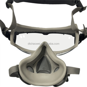 Respirateur à gaz <span class=keywords><strong>chimique</strong></span> Demi-<span class=keywords><strong>masque</strong></span> à gaz Intégré Lunettes de protection Double boîte de filtre Certifié CE Bleu foncé pour la mine de charbon - Product Image 3