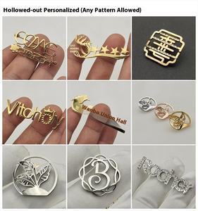 JINFUJIA Marca Laser Cut Gold Emblemas com Cut-Outs Emblemas de Aço Inoxidável Personalizado UV Impresso Bordas Polidas De Guangdong - Product Image 5