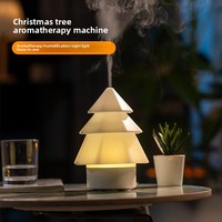 Diffuseur d'aromathérapie et humidificateur en forme de sapin de Noël, type brumeux, veilleuse, alimentation USB, fonctionnement silencieux pour la maison et le bureau
