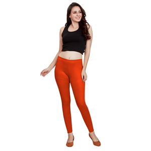 Legging orange longueur cheville pour femmes extensible Slim Fit Yoga Gym Daily Wear Soft Cotton Fabric Comfortable Bottom Pants - Product Image 1
