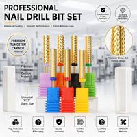 Foret à ongles Super Long petit baril fraise en carbure à dessus plat foret polissage des ongles Gel manucure polisseuse Bits