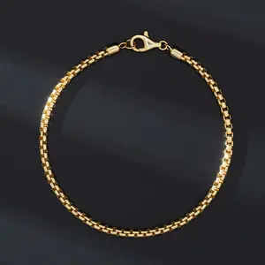 NMB01 RINNTIN 3,0mm ancho 18K chapado en oro cuadrado Rolo cadena pulsera 925 plata esterlina caja redonda pulsera para hombres y mujeres