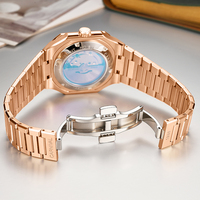 Montre mécanique de luxe pour homme de la marque CARNIVAL avec cadran carré rouge, bracelet en acier inoxydable, luminescent, résistant à l'eau 50M