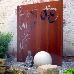 GNEE Factory Bamboo Pattern Laser Cut Corten Steel <b>Room</b> <b>Divider</b> Folding Decorative Screen Storage Function Waterproof Birthday - Product Image 1