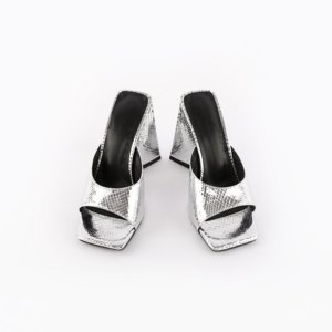 Sandalias cómodas de verano para mujer, con punta cuadrada, tacón de bloque, 10,5 cm, estampado de serpiente, PU, doradas y plat - Product Image 5