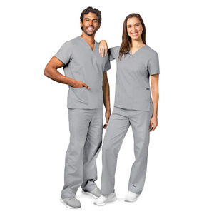 Women's <b>Scrub</b> Suit Set White V-Neck Short Sleeve Moisture Wicking Hospital Uniforms - Product Image 3